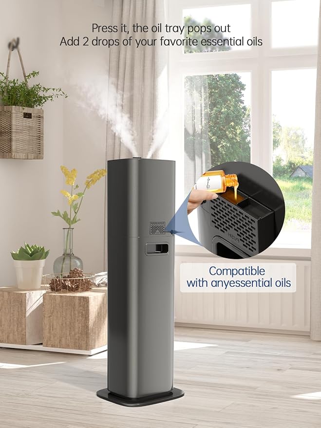 8L Smart Humidifier for Large Room Bedroom, Cover up to 505ft², Easy Top Fill, Remote & APP Control, Aroma Box, RGB Light, Last 48 Hours Suitable for Indoor Plant, Office, Home