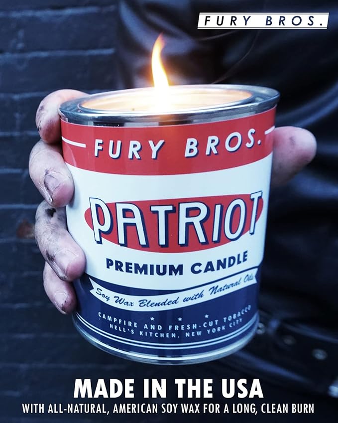 Long-Burning, One-Pint Premium Candles for Men | Vintage Inspired Oil Can Design | Arrowhead - Smoked Tonka & Pipe Tobacco | Soy Wax, Vegan Friendly, Made in The USA | Fury Bros. | Classically Cool