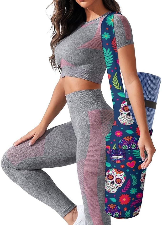 Aiyoolee Single Shoulder Yoga Mat Carrier Bag Portable Spacious with Pocket for Yoga Gym Fitness Travel