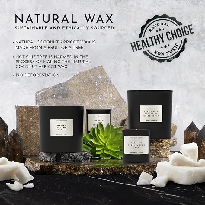 ENVIRONMENT Inspired by 5-Star Resort 1HT Candle, 55oz Luxury Coconut Apricot Wax Candles for Home (Santal | Tonka | Musk) Home Fragrance Products, 4 Wick Candle, Vegan & Cruelty-Free