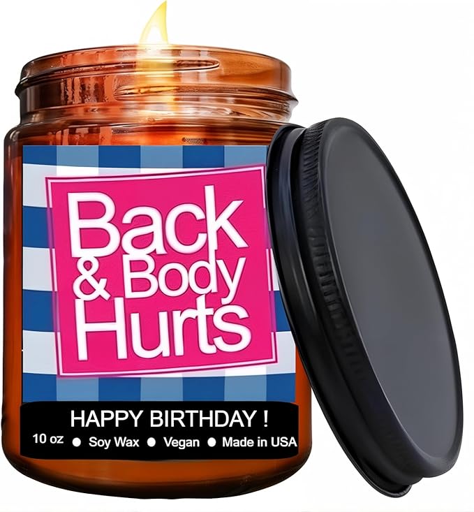 Funny Happy Birthday Candle, Gifts for Women & Men, Birthday Surprise, Birthday Gift Ideas for Her & Him, Back and Body Hurts Candle