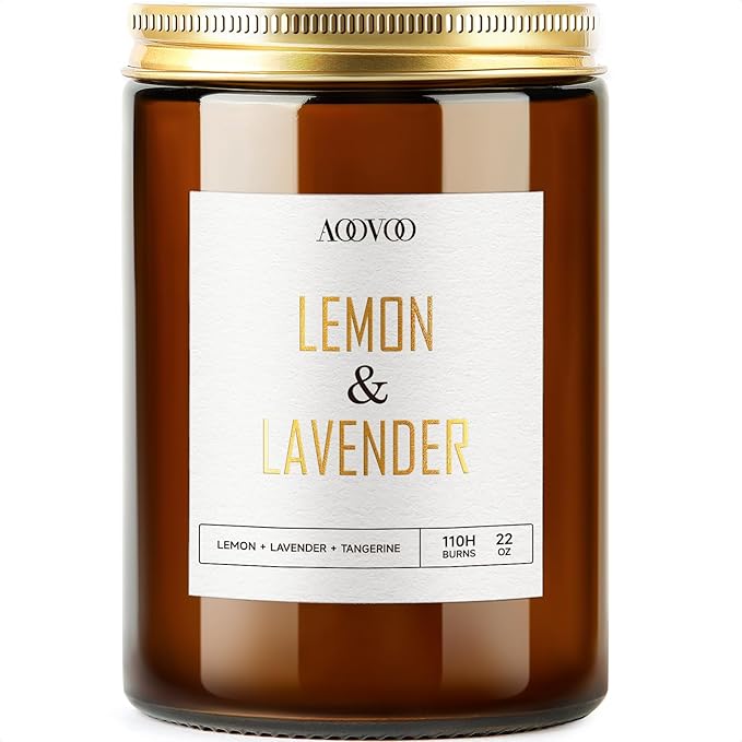AOOVOO Lemon Lavender Scented Candle - Lavender Candle, Scented Candles, Soy Candles for Home 22 oz