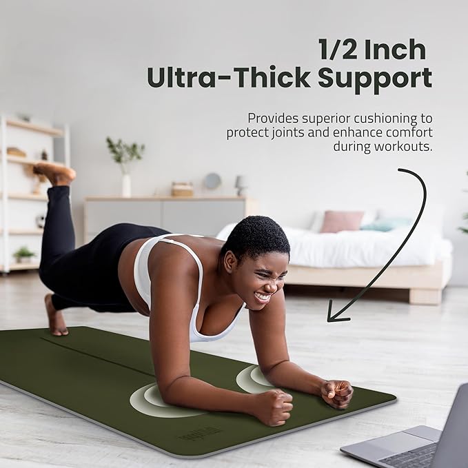 Gogokiwi Extra Wide Yoga Mat for Men Women (72"L x 36"W) Non Slip Fitness & Exercise Mat with Alignment Marks for Yoga, Pilates, Floor Workouts