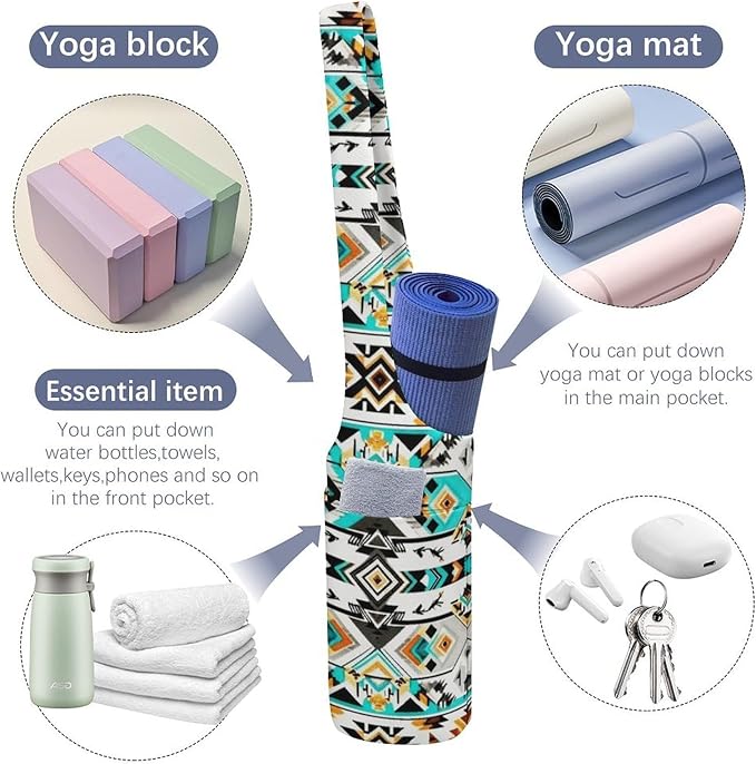 Aiyoolee Yoga Mat Carrier Portable Single Shoulder Strap Bag with Pocket for Gym Yoga Workout Travel