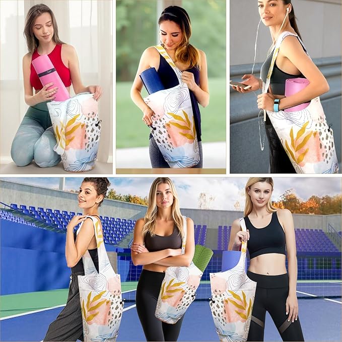 saniwu Yoga Mat Bag Carrier for Women Workout Large Waterproof with Zipper Pocket, Keychain and Wide Shoulder Straps