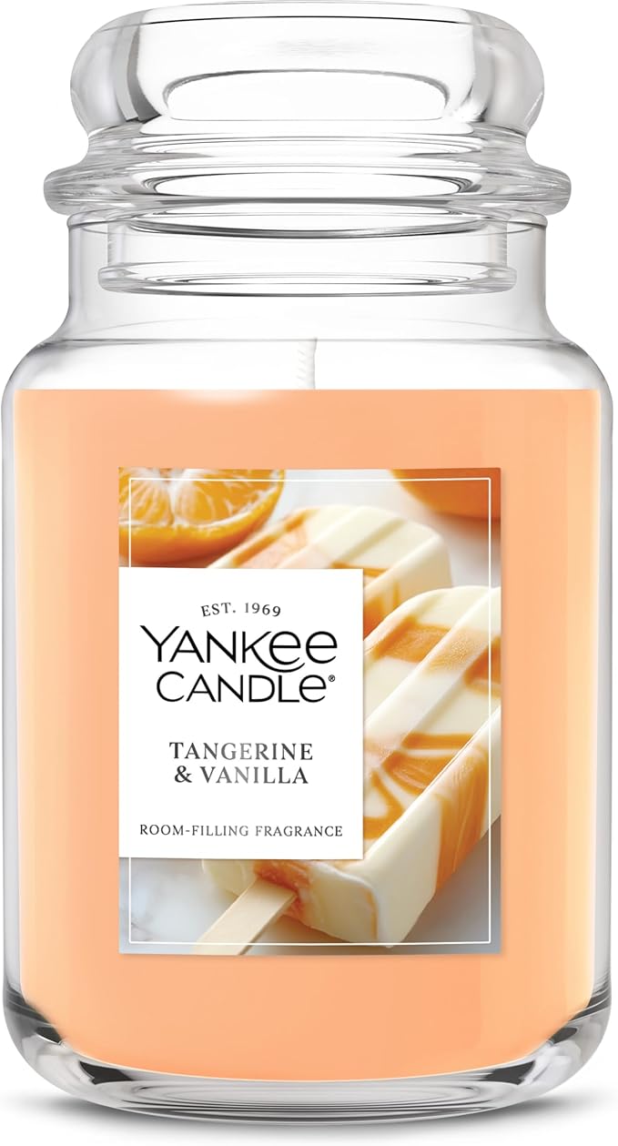 Yankee Candle Tangerine & Vanilla, Scented Candle, 22oz Large Jar with up to 150 Hour Burn Time, Giftable