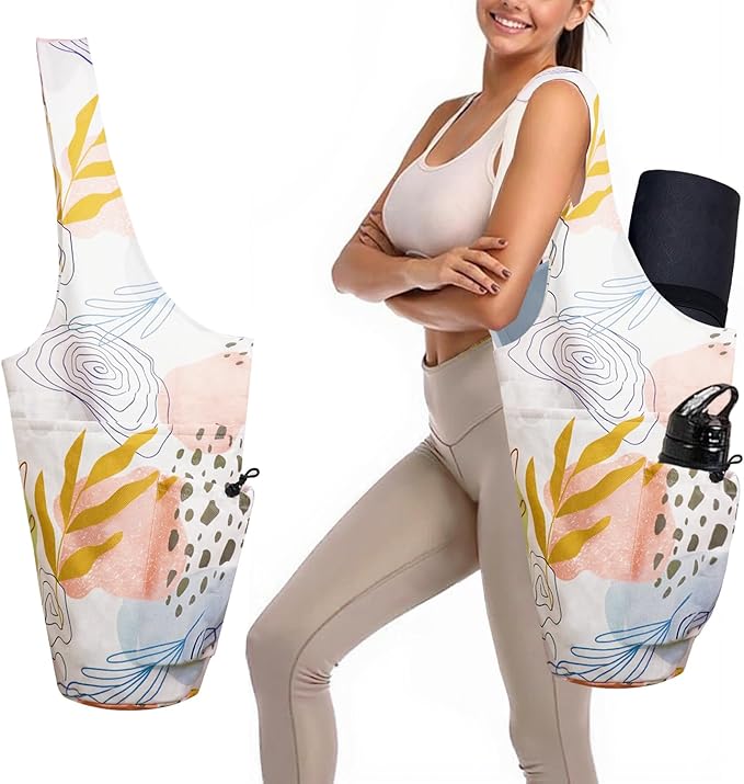 saniwu Yoga Mat Bag Carrier for Women Workout Large Waterproof with Zipper Pocket, Keychain and Wide Shoulder Straps