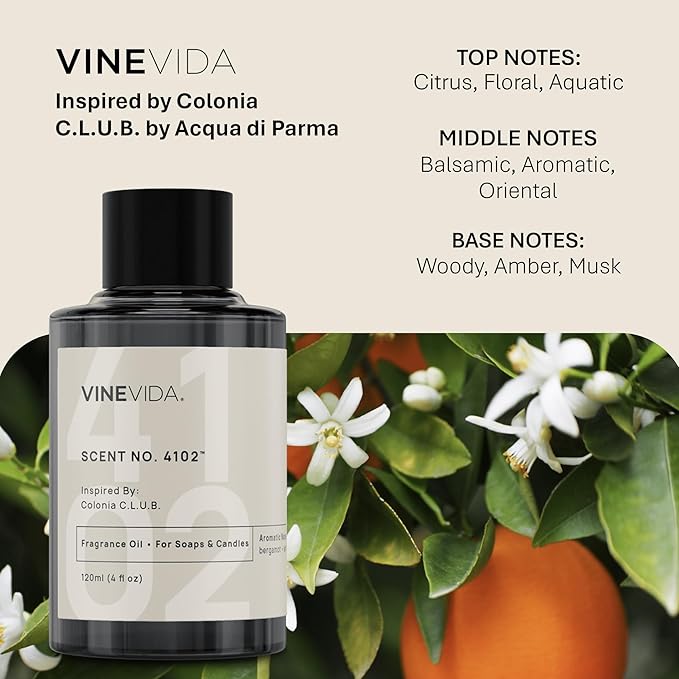 VINEVIDA [120mL] Colonia Club Fragrance Oil for Candle Making - Natural Candle Oil Scents - Soap Making Essential Oil - Made in USA