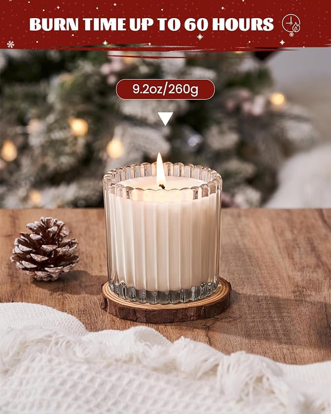 M&SENSE Fresh Baked Pie Soy Candles for Home Scented, Non Toxic Candles, 9.2oz Natural Organic Clean Burning Up to 60 Hours, Christmas Kitchen Decor Gifts for Women
