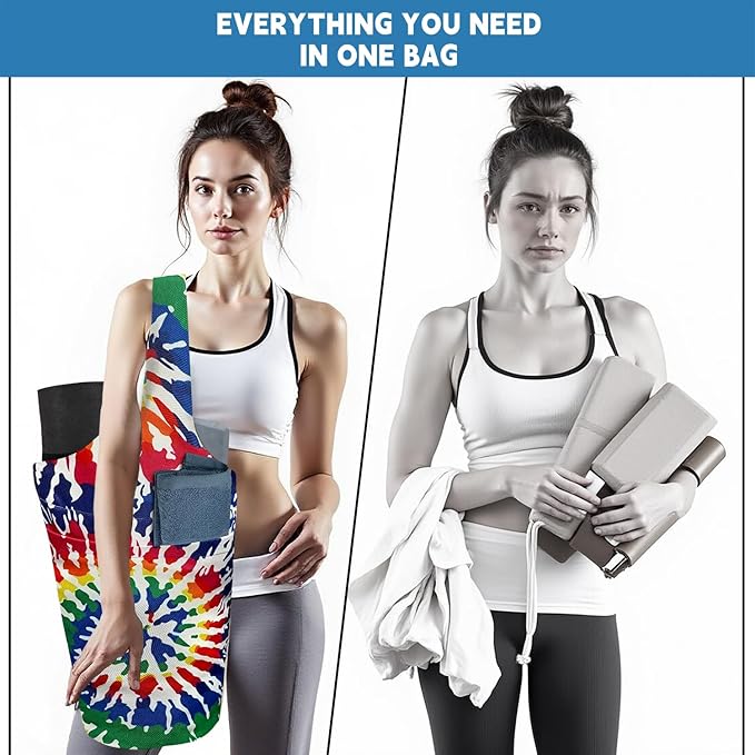 saniwu Yoga Mat Bag Carrier for Women with Side Large Pocket Durable Linen Workout Gym Travel Storage Pilates Mats