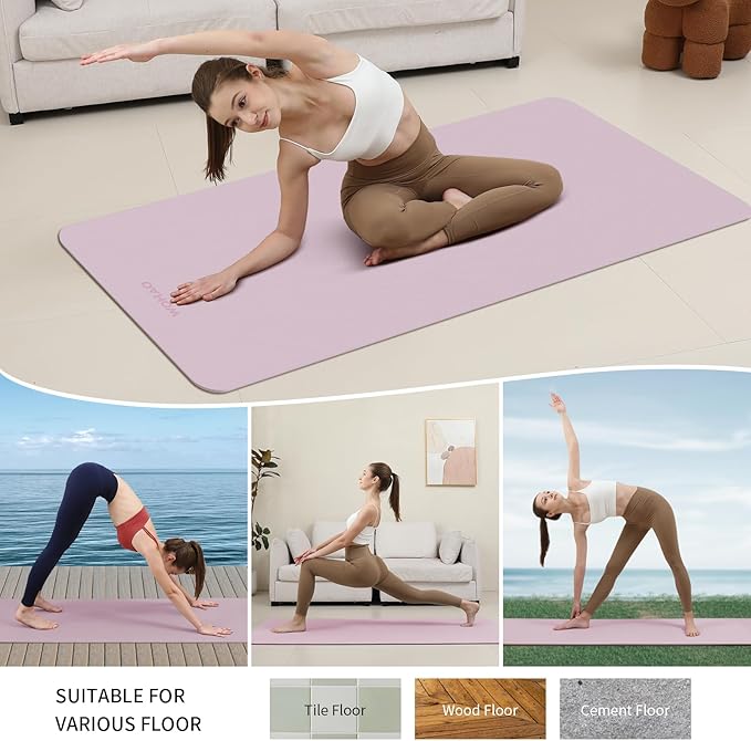 WOHAO Extra Wide & Thick 8mm Yoga Mat, 72"x31.5" Large Non Slip Exercise Mat, Premium POE Material for Superior Cushioning & Stability, with Strap for Home Gym, Pilates
