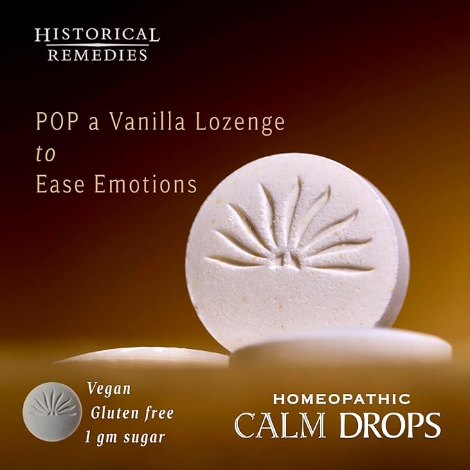 Calm Drops Homeopathic Lozenges (3 Pack)| Natural Care for Emotional Stress Relief, Vegan & Gluten-Free Organic Vanilla Flavor Drops to Promote Relaxation and a Sense of Calm