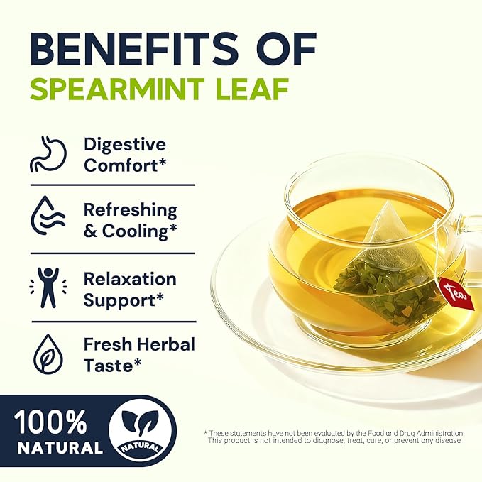 Spearmint Leaf Herbal Tea - Caffeine Free, 80 Teabags