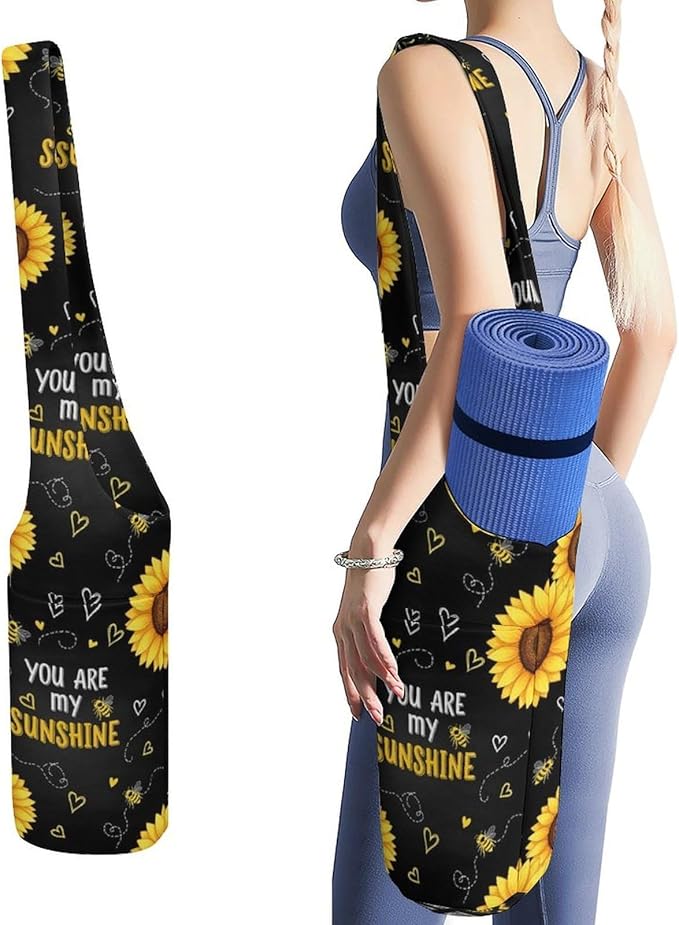Aiyoolee Portable Yoga Mat Carrier Single Shoulder Bag with Pocket Spacious for Yoga Gym Fitness Travel