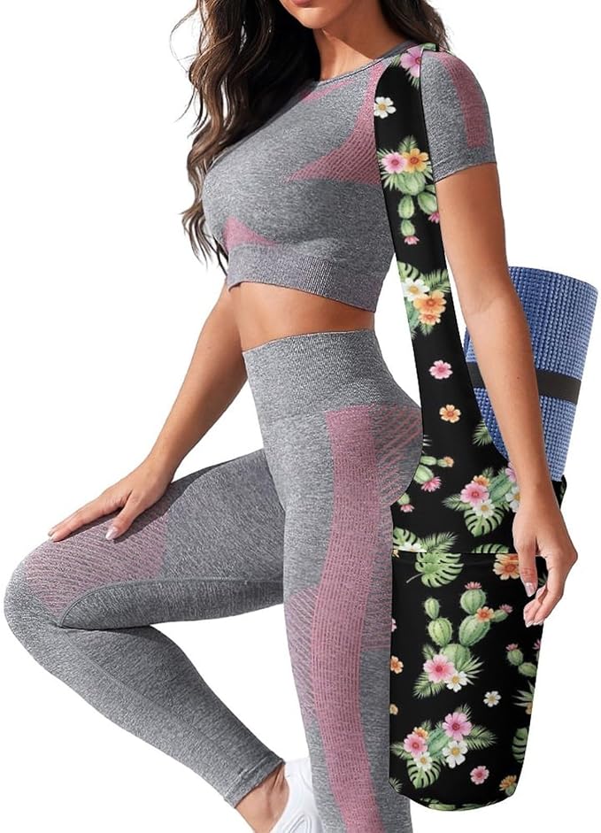 Meaudiwes Stylish Yoga Mat Bags Sports Yoga Totes Fits Most Size Mats Exercise Mat Carrier Storage Bag Yoga Gifts for Women