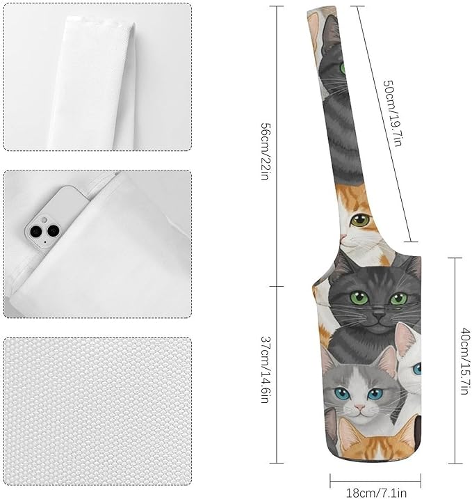 Aiyoolee Yoga Mat Bag with Large Pocket, Strap Bag Carriers for Women