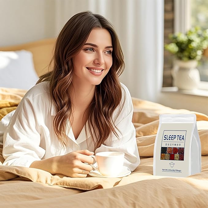 Sleep Herbal Tea - Night Time Tea for Bedtime - 20 Tea Bags with Mulberry, Red Date, Gardenia, Red Rose, Jade Bamboo, Lotus Seed, Goji Berry, Lily, Semen Ziziphi - Natural Night Sleeping Tea