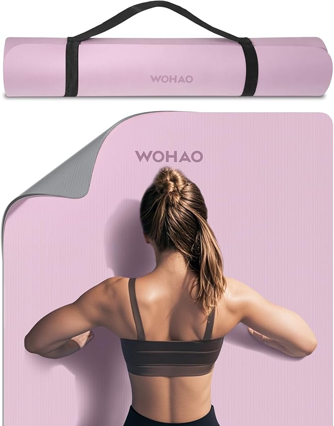 WOHAO Extra Thick 8mm Yoga Mat, 72"x28" Non Slip Exercise Mat, Reversible 2-Sided Dual Color Premium POE Material, with Carrying Strap for Yoga, Pilates, Home Gym