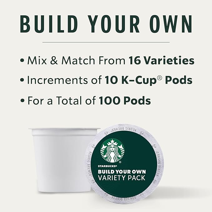 Starbucks Coffee, Keurig K-Cup Pods, Custom Build Your Own Variety Pack, 100 Pods