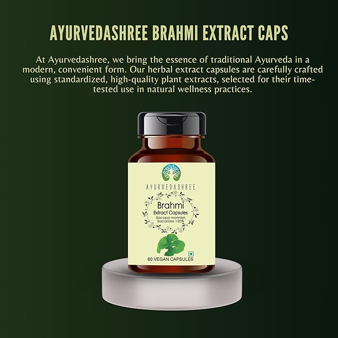 Brahmi Extract 500mg - 60 Vegetarian Capsules|Bacopa Monnieri Bacosides| All Natural | 100% Vegan | Gluten-Free.