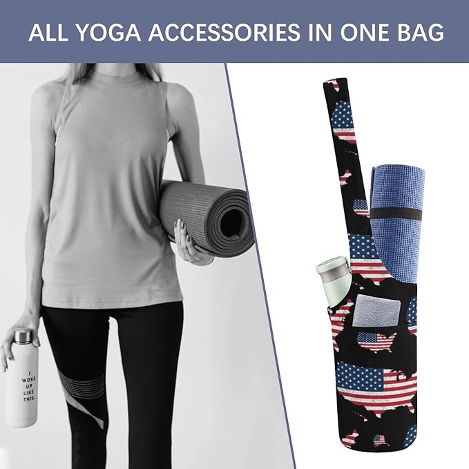 Aiyoolee Fashion Yoga Mat Bag with Large Pocket, Long Tote Yoga Bag Fit Most Mats Accessories