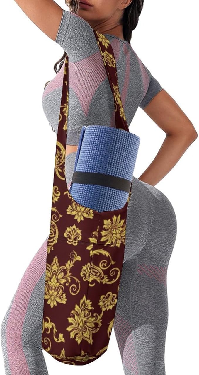 Meaudiwes Yoga Mat Bag for Women, Stylish Yoga Mat Tote Sling Carrier Bag, Long Strap Exercise Mats Totes Sport Storage Bag
