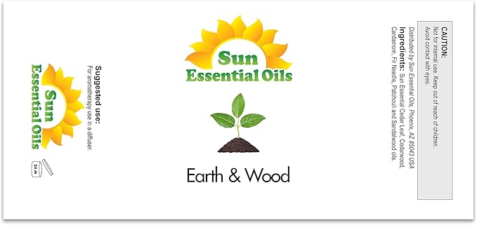 Sun Essential Oils Earth & Wood Essential Oil Blend – Huge 4 oz Aromatherapy Bottle Bul for Diffuser