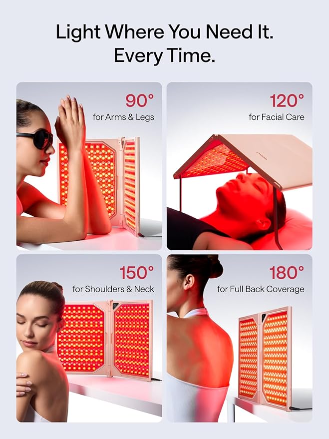 JMOON Medical-Grade Foldable Red Light Therapy for Face, Anti-Wrinkle with Red & Near-Infrared Light Therapy, Treats Acne with Blue & Red Light | 3 Modes, 1040 cm² Larger Area, 464 High-Intensity LEDs