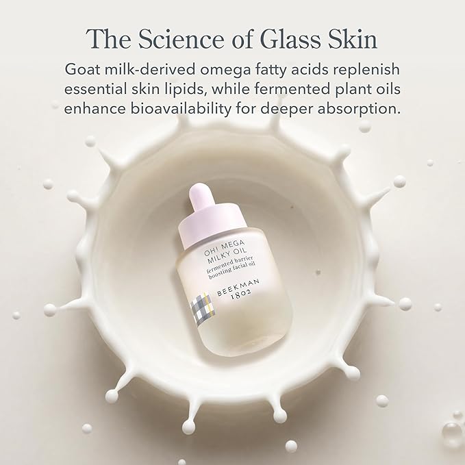 Beekman 1802 Oh! Mega Milky Facial Oil – Hydrating Vitamin C & Niacinamide Serum – Repairs Skin Barrier & Reduces Dark Spots – Fragrance Free, Sensitive Skin Safe – Packaging May Vary – 1 Fl Oz