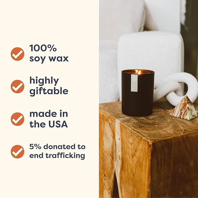 Calyan Wax Co. Apples & Maple Bourbon Scented Candle - 75 Hour Burn - Luxury Non Toxic Soy Wax Candles - Long Lasting Black Tumbler Jar Candle for Home - 10.2oz