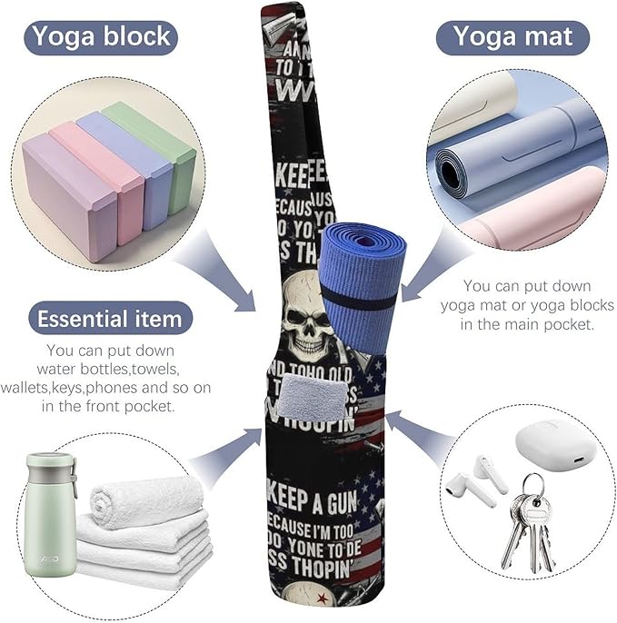 Aiyoolee Portable Yoga Mat Carrier Single Shoulder Bag with Pocket Spacious for Yoga Gym Fitness Travel