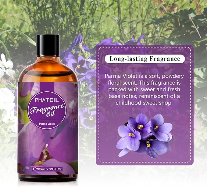 PHATOIL 3.38FL.OZ Parma Violet Fragrance Oils for Aromatherapy, Essential Oils for Diffusers for Home, Perfect for Diffuser, DIY Candle and Soap Making, DIY Scented Products - 100ml