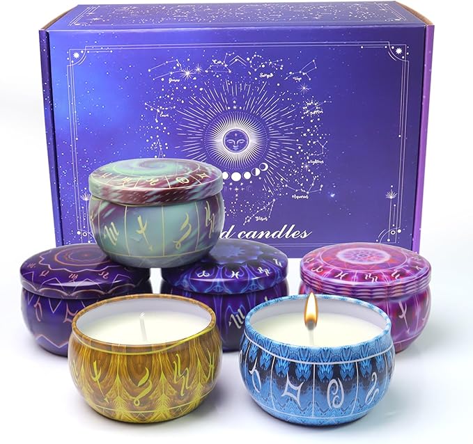 12 Constellation Scented Candles Gift Sets | Soy Wax Travel Tins Candles with Essential Oils |12 Scents Aromatherapy Relaxation Jar Candles for Home | Birthday, Candle Gift Sets for Women/Men