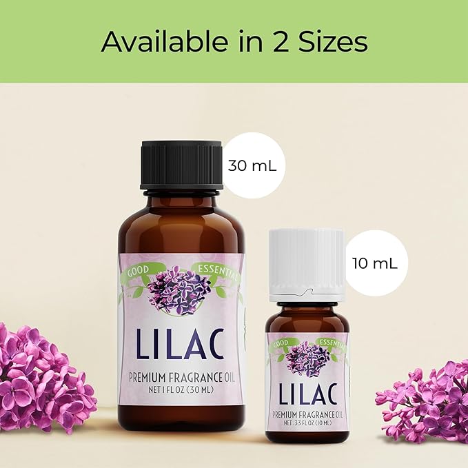 Good Essential Lilac Fragrance Oil (0.33 fl oz / 10 ml) for Diffuser, Candles, Room Spray, Lotion & Soap, Scented Home Aroma