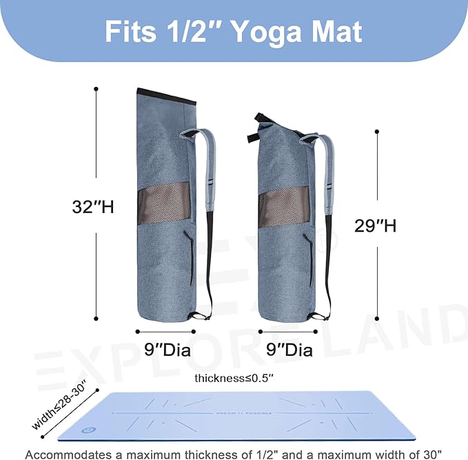Explore Land Oxford Yoga Mat Storage Bag with Breathable Mesh Window and Large Pockets