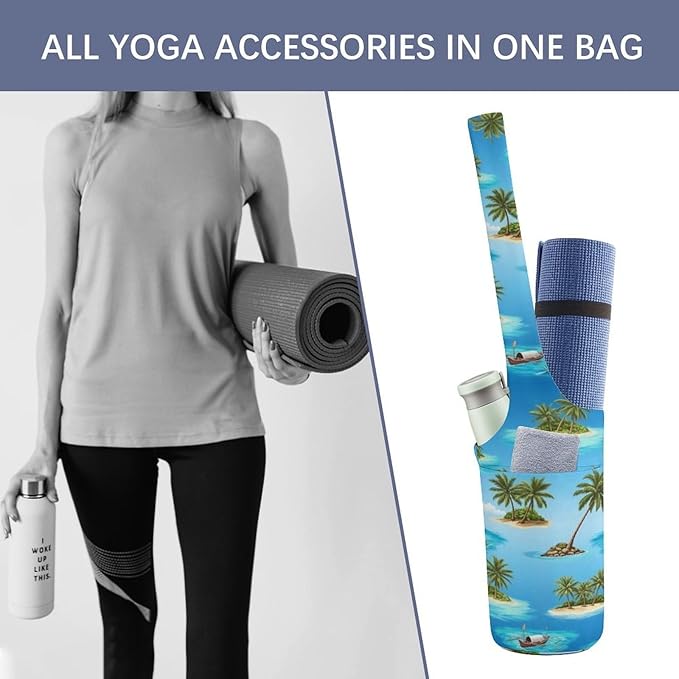 Aiyoolee Fashion Yoga Mat Bag with Large Pocket, Long Tote Yoga Bag Fit Most Mats Accessories