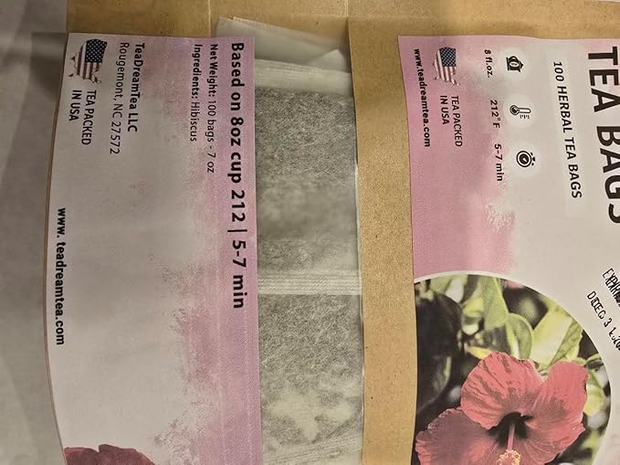 TeaDreamTea Hibiscus Tea Bags | 300 Bleach-Free Tea Bags | Caffeine Free | Dried Hibiscus Flowers | Hibiscus Flower Tea | Dried Flower Tea | Herbal hibiscus