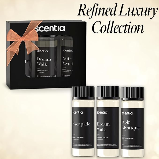 Scentia Luxury Fragrance Collection Diffuser Oils – 3×20 ml Aromatherapy Set | Premium Scents Inspired by 5-Star Destinations | Long Lasting Aroma, Gift-Ready Essential Oil Blend - Made in USA