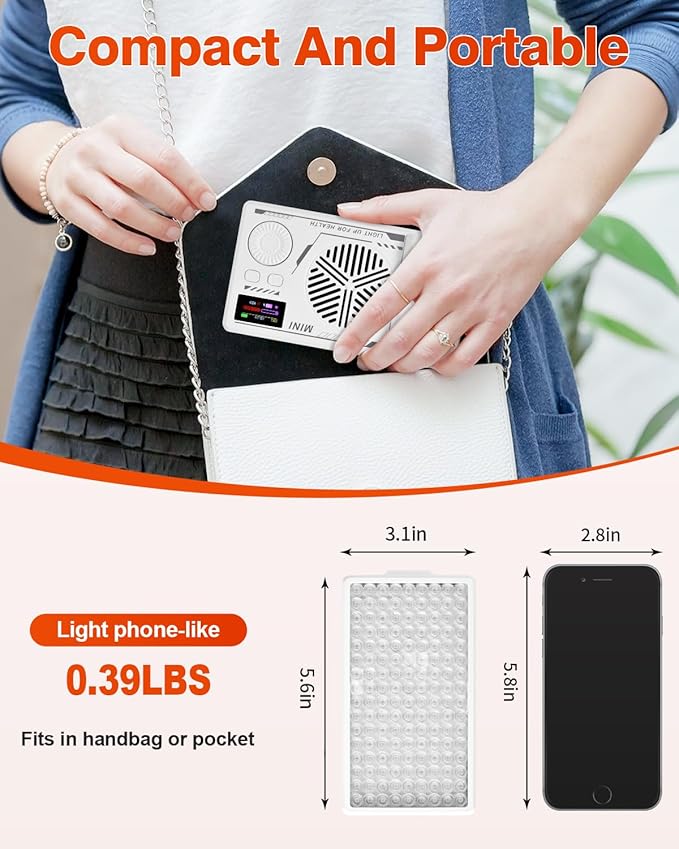 Red Light Therapy for Face and Body, Portable Red Light Therapy Panel, 660nm Red Light and 850nm Infrared Light for Pain Relief, Skin Care, Red Light for Sleep, Rechargeable and Great for Travel