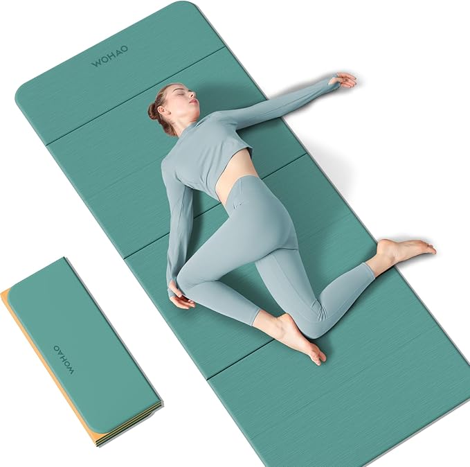 WOHAO 7-Fold Yoga Mat 70"x24" - 1/2 Inch Thick Folding Exercise Mat, Compact Non-Slip TPE Mat for Travel, Storage, Yoga & Home Gym, Lightweight & Portable