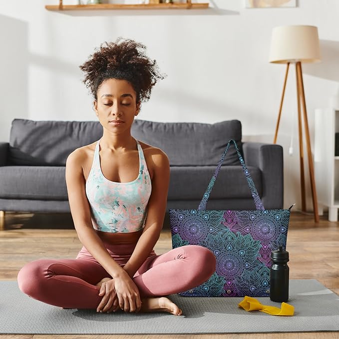 Adalore Women's Yoga Bag with Yoga Mat Carrier - Large Mat Pocket Fitness Tote for Pilates, Gym, Travel, Office & Beach