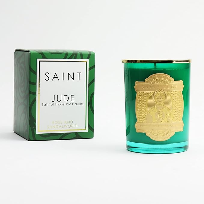 SAINT Saint Jude Scented Candle with Prayer and Prayer Coin, Saint of Impossible Causes, Soy Coconut Aromatherapy Candle with 80 Hour Burn Time, Special Edition