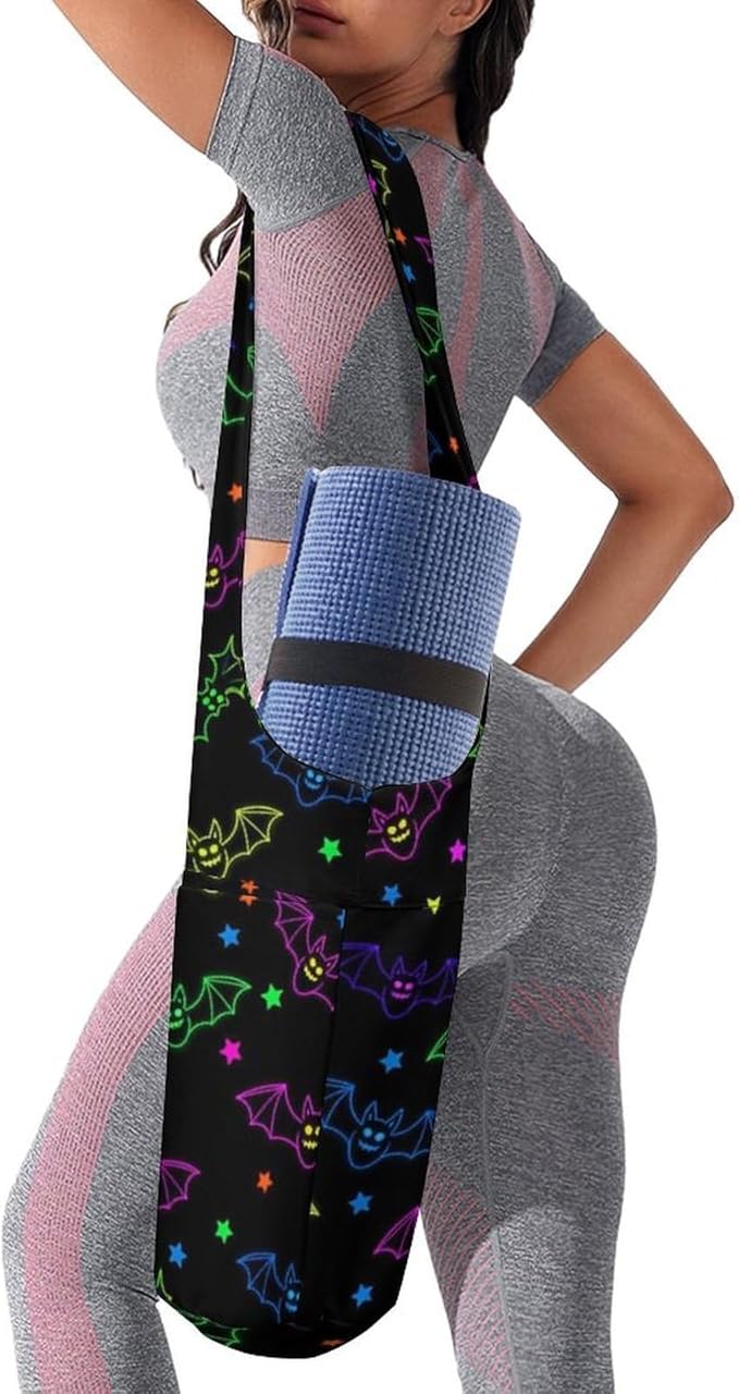 Meaudiwes Yoga Mat Bag for Women, Stylish Yoga Mat Tote Sling Carrier Bag, Long Strap Exercise Mats Totes Sport Storage Bag