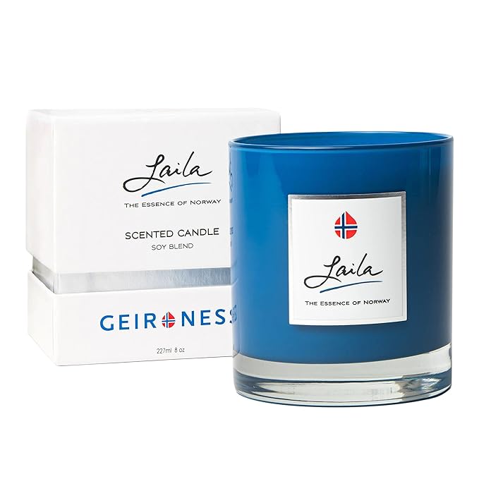 Geir Ness Laila Perfume Candle - Soy Wax Scented Candles For Home, Bathroom and Spa Room - Cotton Wick- Long Lasting Burn and Scent - Aromatherapy Candle with Relaxing Clean Fragrance