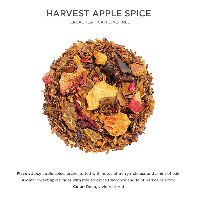Tea Forte Harvest Apple Spice Premium Loose Leaf Caffeine-Free Herbal Tea Blend Canister, Makes 35-50 Cups