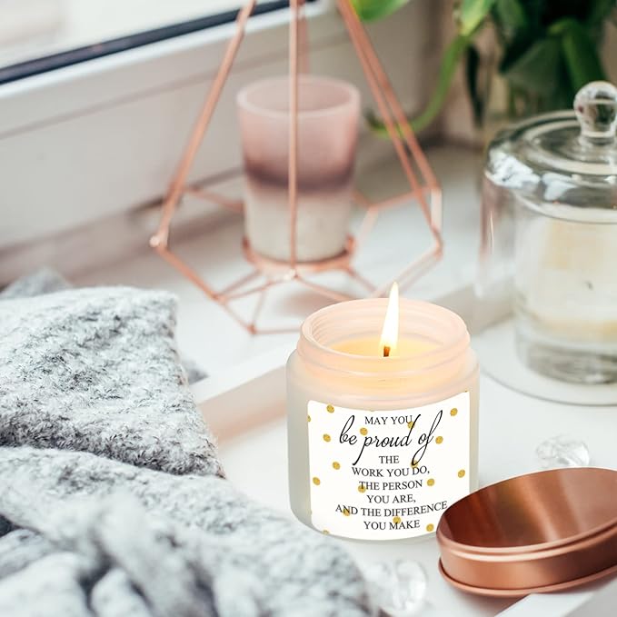 Fumete 10 Pcs Teacher Appreciation Gifts for Coworkers Team Jars Scented Soy Candles 3.5oz Thank You Candles Bulk Gifts for Chaos Coordinator Employee Social Worker Secretaries(White,Proud)