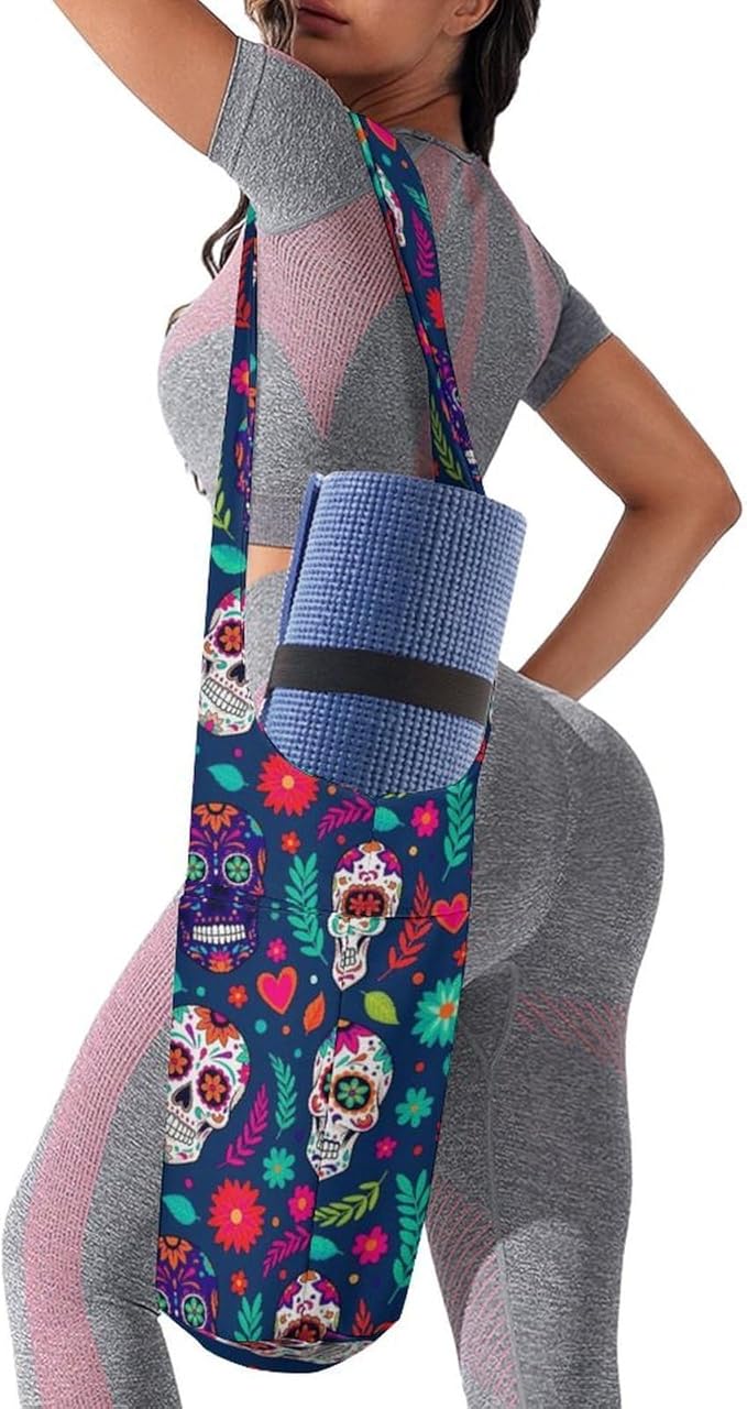 Aiyoolee Single Shoulder Yoga Mat Carrier Bag Portable Spacious with Pocket for Yoga Gym Fitness Travel