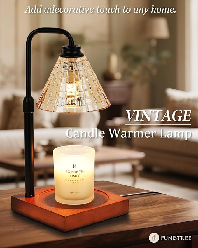 Vintage Candle Warmer Lamp with Timer Dimmer, Adjustable Height, House Warming Christmas Birthday Gifts for Women Mom, White Candle Lamp Warmer, Wax Warmer Lamp for Jar Candles with 2 Bulbs