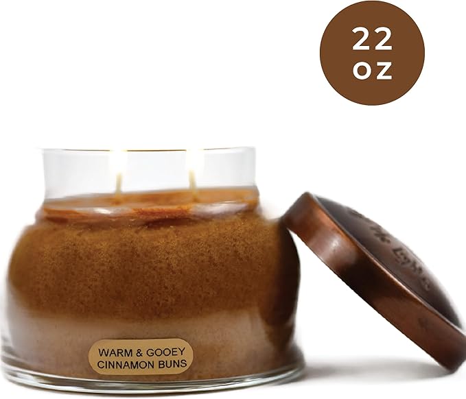 A Cheerful Giver - Warm & Gooey Cinnamon Buns Mama Scented Glass Jar Candle (22oz) with Lid & True to Life Fragrance Made in USA