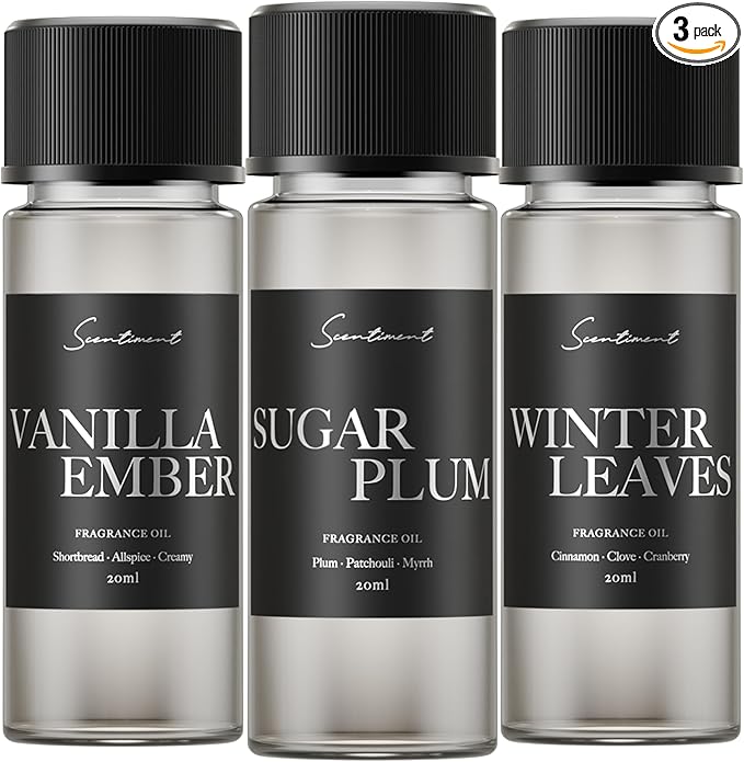 Scentiment Diffuser Oil - Top 3 Winter Collection Scent Samples | Aromatherapy Home Fragrance | Luxurious Scent with Notes of Vanilla Ember, Sugar Plum, Winter Leaves (20ml)